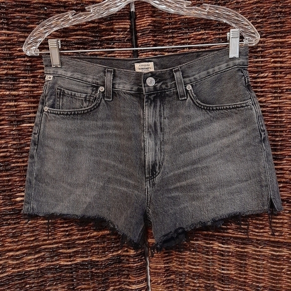 Citizens of Humanity Women's 27 Black Denim Shorts Kristen Cut Offs High Rise - Picture 1 of 9